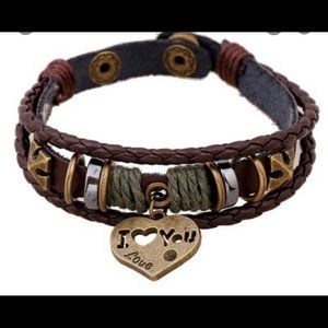 LEATHER BEADED UNISEX BRACELET